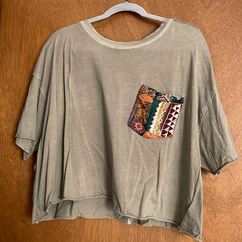 One of a Kind! We the Free T with Hand Sewn Pocket